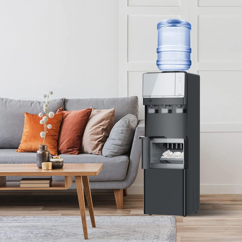 Soopyk Freestanding Top Loading Water Cooler with Ice Maker for 5 Gallon Bottle Black