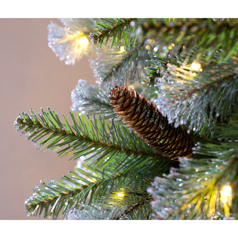 Lighted Artificial Spruce Christmas Tree, 6.99ft H x 4.17ft W x 4.17ft D