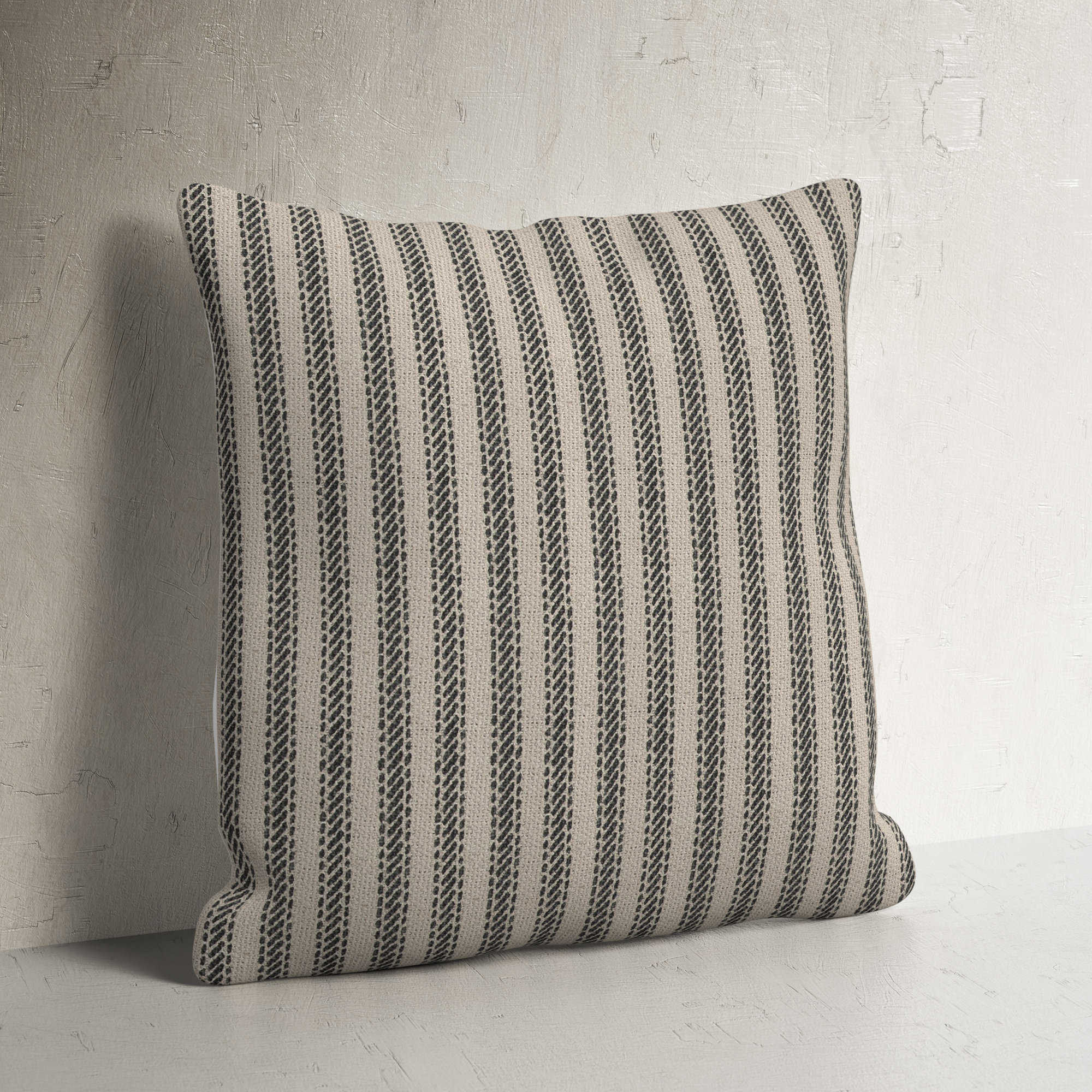 Percy Striped Cotton Pillow Cover, Natural/Gray, Pillow Cover Only - No Insert