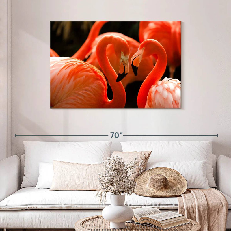 Brampt Heart Shaped Flamingos, 30" H x 45" W