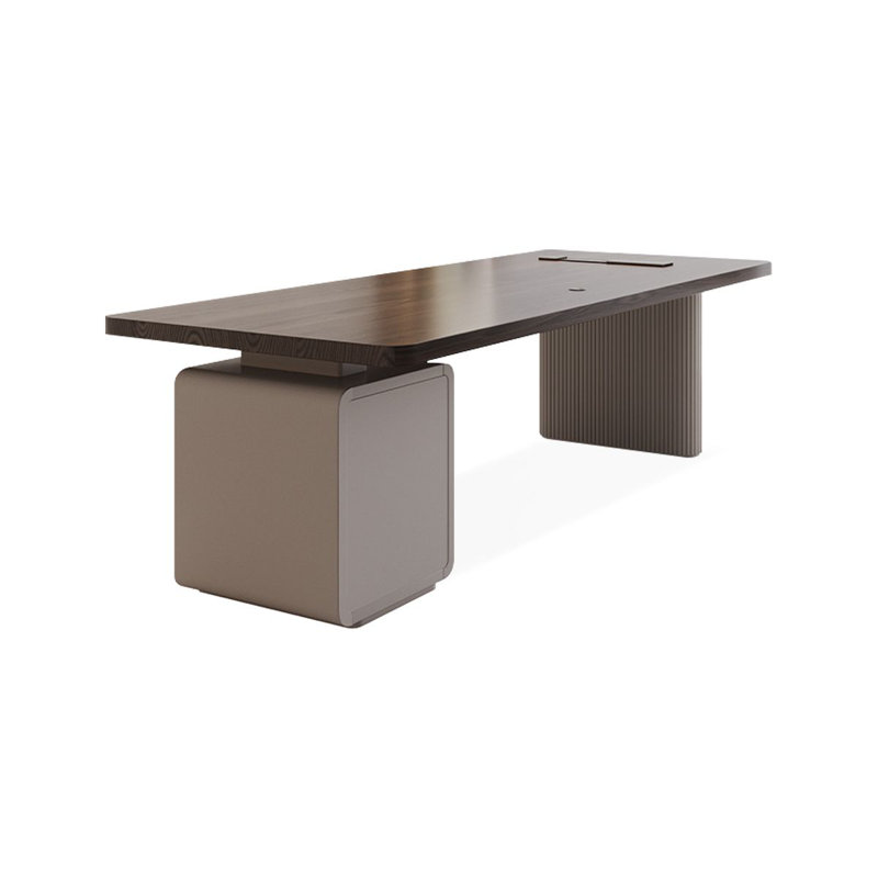 Bureau rectangulaire en bois massif brun noisette + blanc, H 29,53 po x l 62,99 po x P 31,5 po, Retour à droite