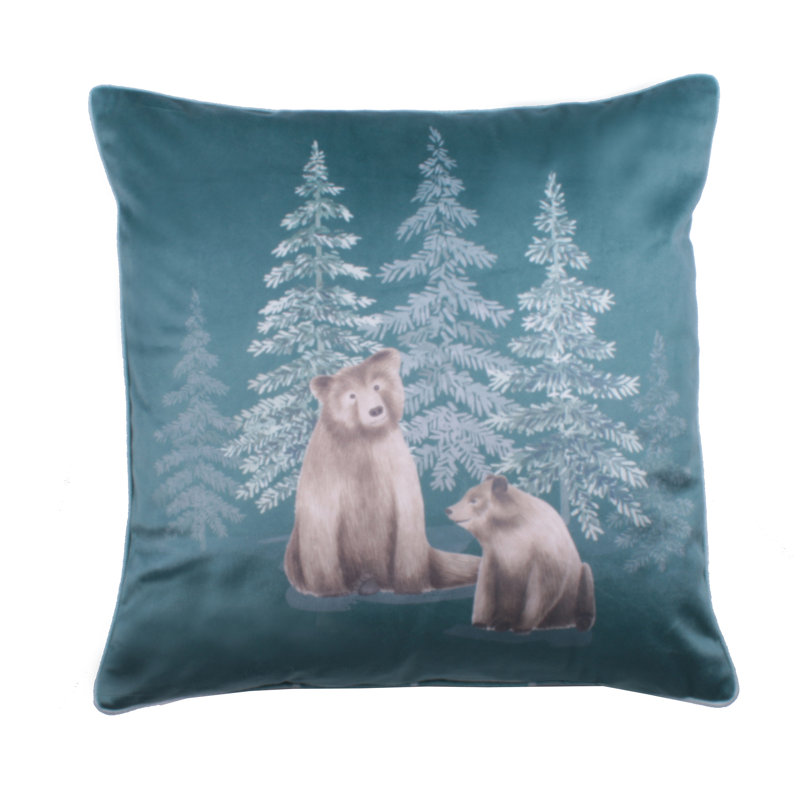 Bear Walks Square Throw Pillow Cover