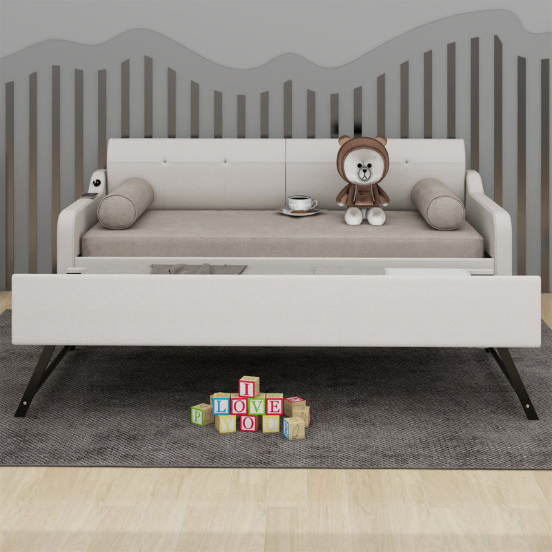 Lit de jour simple avec couchette Volkman, Beige
