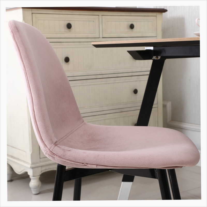 Lassan Contemporary Fabric Dining Chairs, Pink