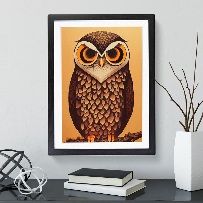 The Hypnotic Owl - Single Picture Frame Print, Black Framed, 64cm H x 46cm W x 2cm D
