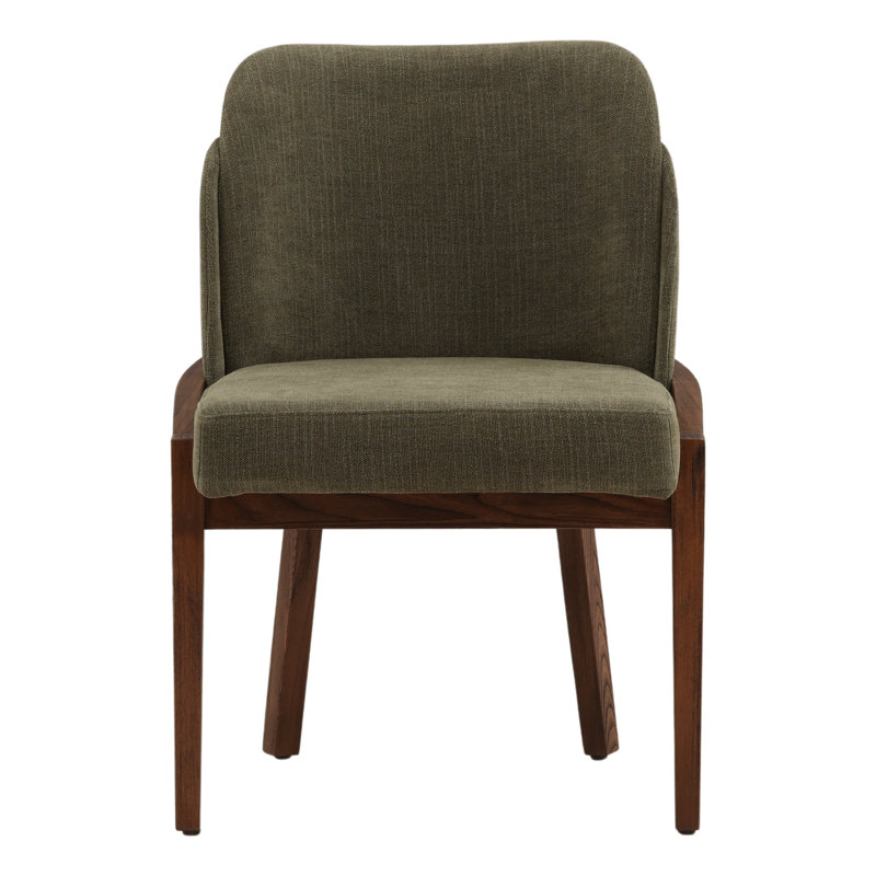 Jacquelyn Elm Upholstered Dining Chair, Off-white, Brown, Forest