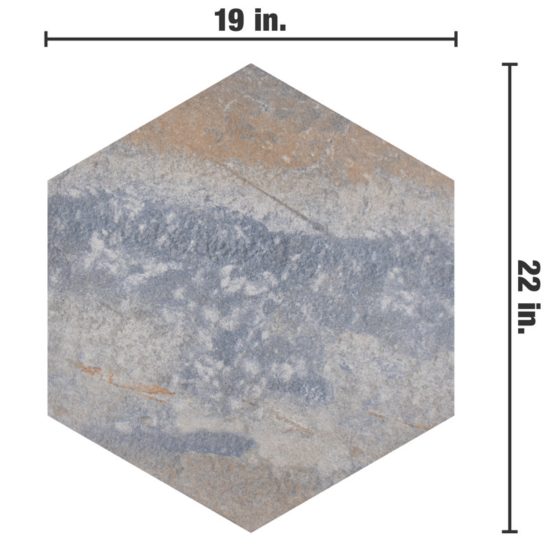 Pompeya Grand Hex 19" x 22" Porcelain Stone Look Wall & Floor Tile