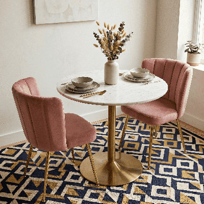 Modern Upholstered Dining Chairs with Metallic Legs and Comfortable Backrests (Set of 2)