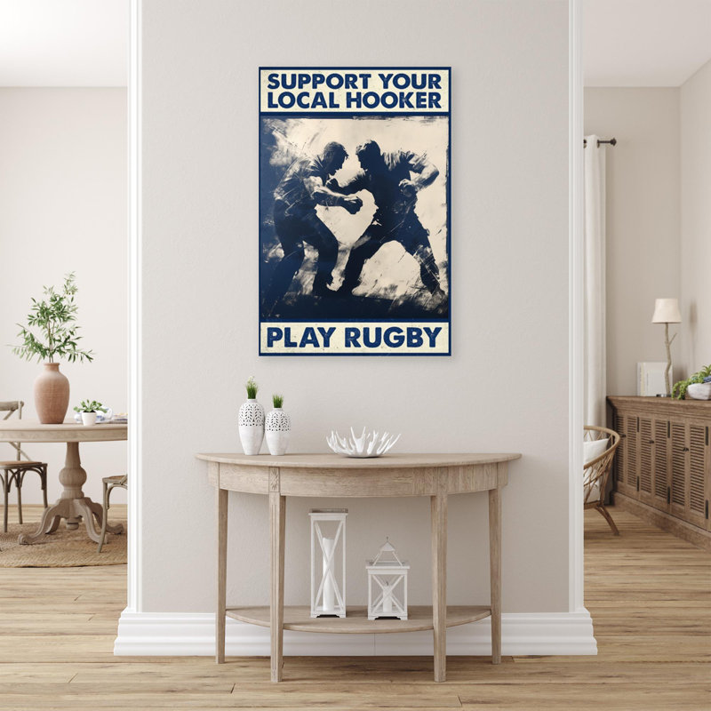 «Man Play Rugby», reproduction d'art graphique sur toile tendue, H 20 po x l 16 po x P 1,25 po