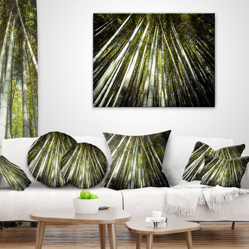 Oreiller de bois longs en bambou, 18 po x 18 po, Coussin décoratif