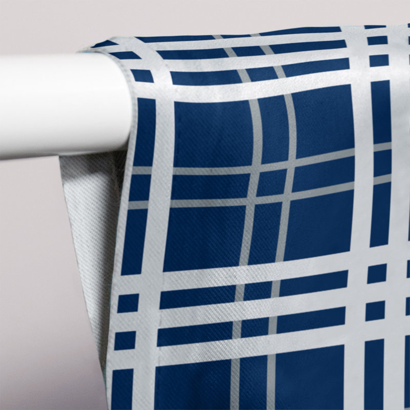 Panneau de rideau simple diaphane avec passe-tringle, Blue/White Dark
