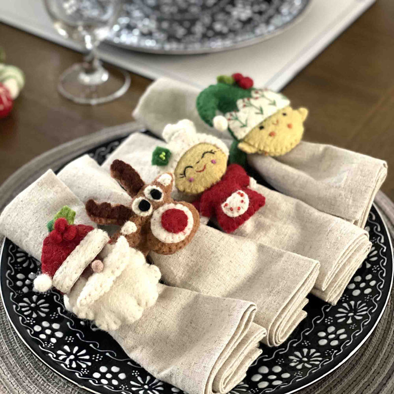 Rond de serviette en feutre Noël père Noël Mme Claus