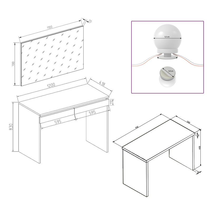 Barberton Dressing Table with Mirror