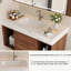 39.4 In Floating Bathroom Vanity, Wall Mounted, Ceramic Sink, 2 Drawers, Sintered Stone Countertop, Easy To Clean And Maintain, Modern Design With Gold Handles - Inch Mounted Vanity Featuring Open-1059879932