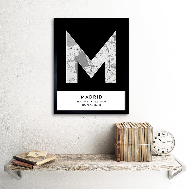 Madrid Spain City Map - Single Picture Frame Typography