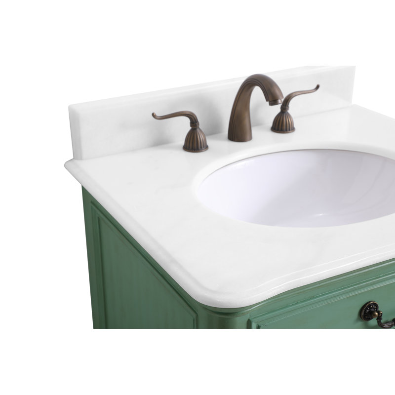 Ensemble de meuble-lavabo simple 27 po Angelique, Menthe rétro, Blanc pur