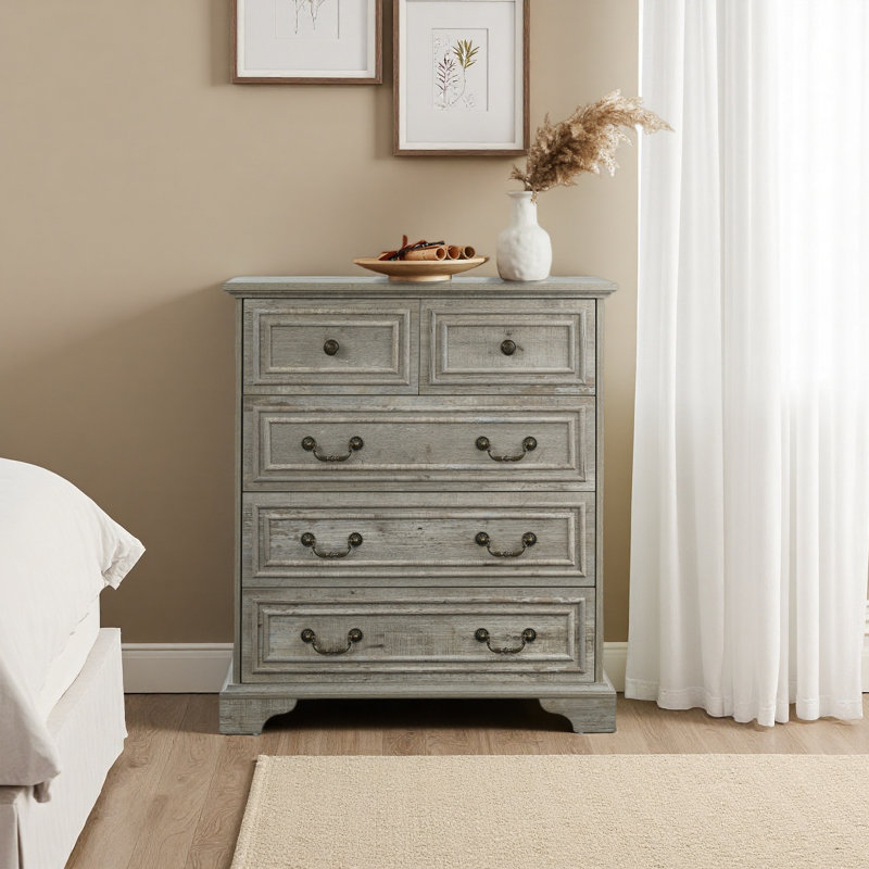 Commode 5 tiroirs Farmhouse, Blanc antique