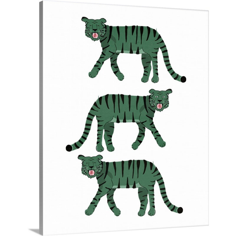 « tiger stack kids », art encadré, H 20 po x l 16 po x P 1,2 o, Toile tendue avec châssis