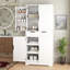 Armoire de cuisine 72 "cannelée avec 3 tiroirs à clavier et 6 tablettes de porte. Armoire de rangement autoportante réglable pour la salle de bain, la salle à manger, le bureau-1015772755