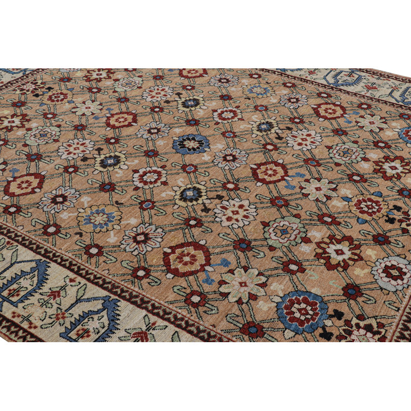 Burano Hand Knotted Wool Floral Area Rug, Rectangle 5' x 8'