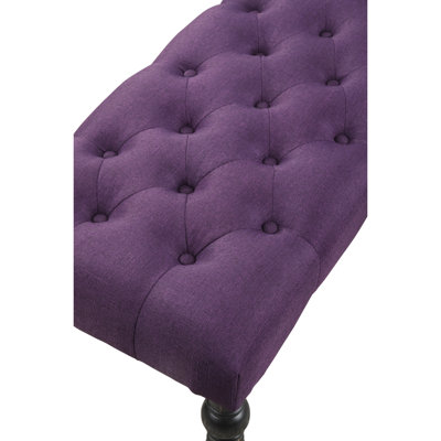Dining Bench In Purple Accent - Solid Wood Frame With Turned Legs Black Finish 48 X 16 19.5 Inches For &