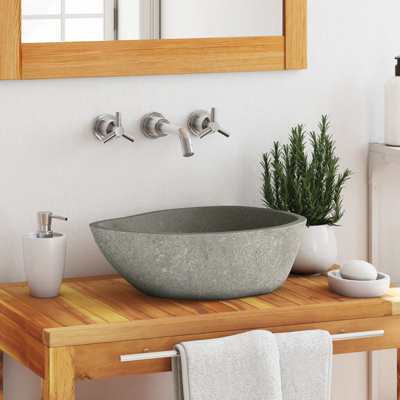 World Menagerie Thinder Stone Oval Sink, 15cm H x 46cm W x 36cm D