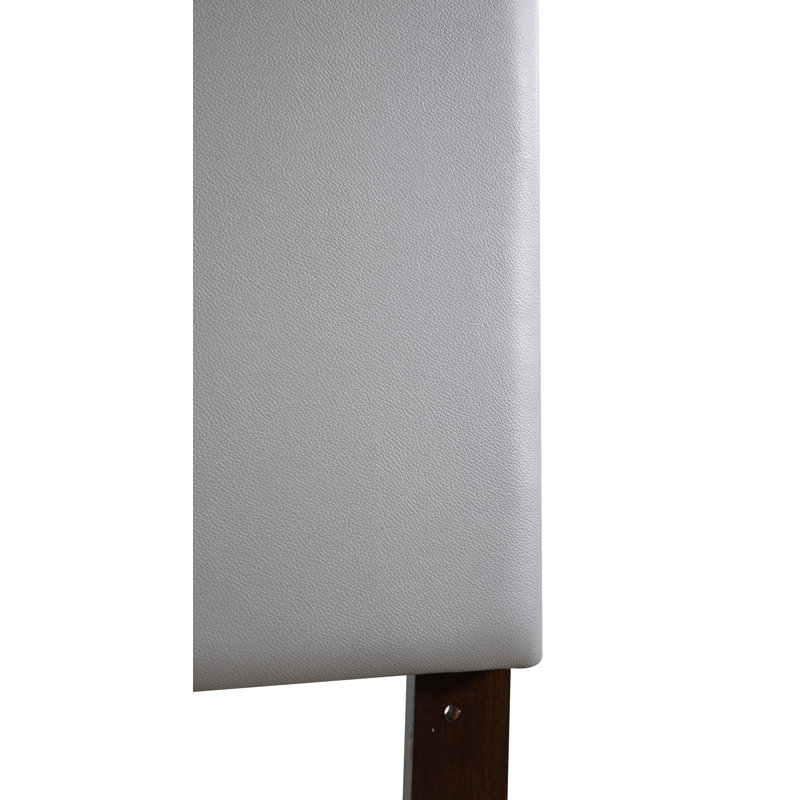 Witham Modern Panel Headboard with Faux Leather, Adjustable Height, Light Gray, Queen