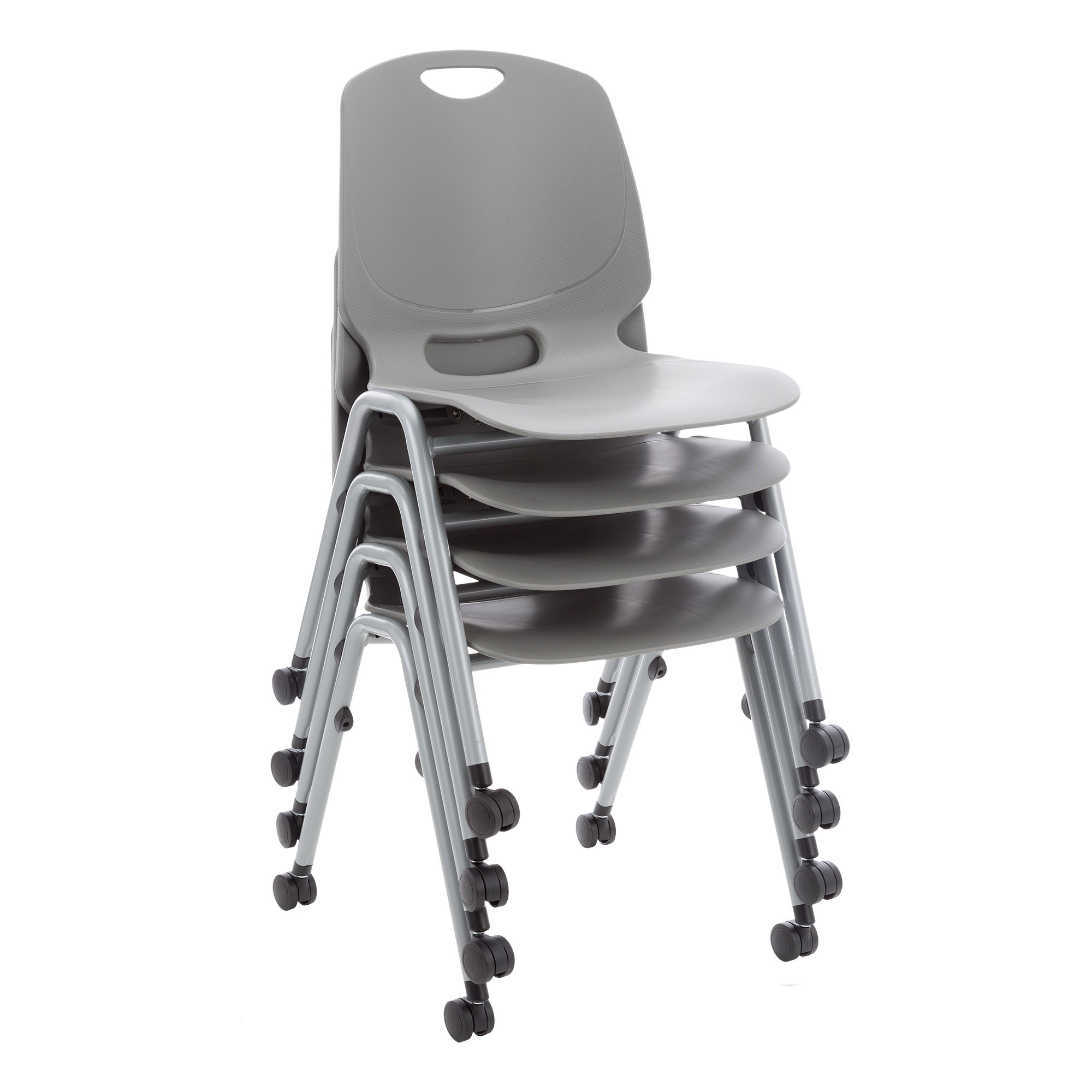 Stackable Student Chairs Learniture Academic Stacking Classroom Chair with Wheels ( Set of 4 ...