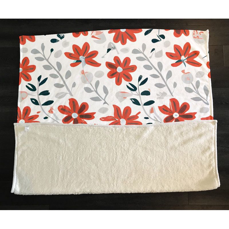 Throw Blanket, 51" W x 60" L, Floral/Abstract, Orange/Gray/White