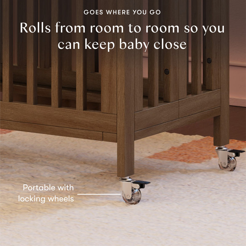 Rolli 9-in-1 Convertible All-Stages® Crib with Bassinet & Toddler Bed Conversion Kits, Natural Walnut