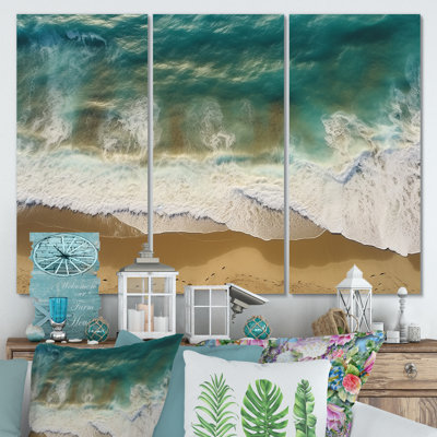 Vue aérienne des vagues tranquilles 4 - plage, art mural