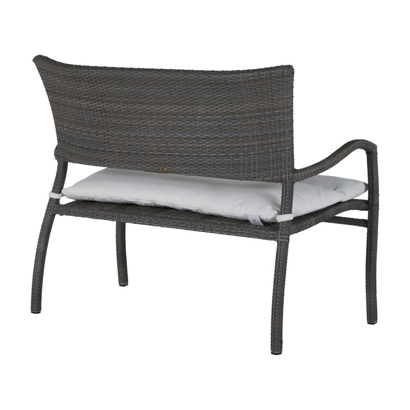 Skye Wicker Garden Bench, Welt, Natural White, Slate Gray