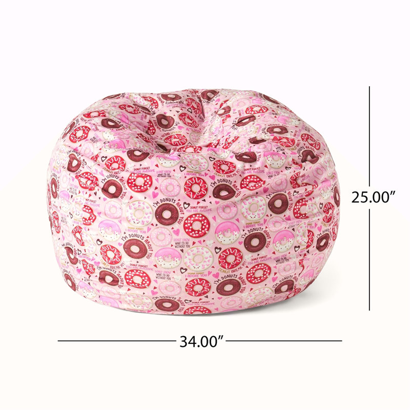 Puff-Puff 3 Foot Rounded Bean Bag, Pink Donut Print