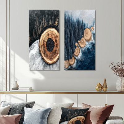 La forêt, verre veiné de cristal I - collection d'art mural 2 panneaux