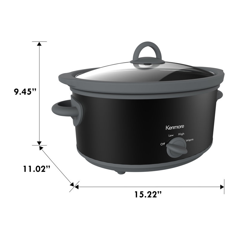 Kenmore 5 Qt. Slow Cooker with Tempered Glass Lid and Simple Dial Control