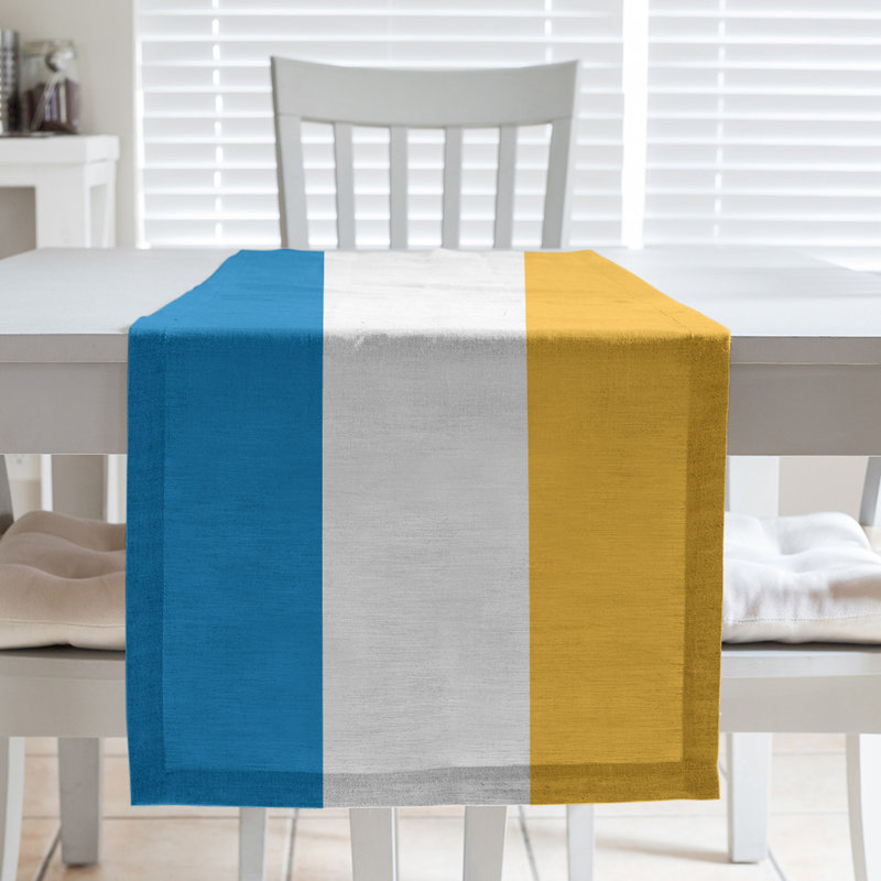 Chemin de table basket Oklahoma City, L 72 po x l 16 po, Bleu / Blanc / Jaune, Polyester sergé