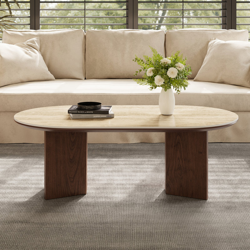 Brown Coffee Table with 2 Legs