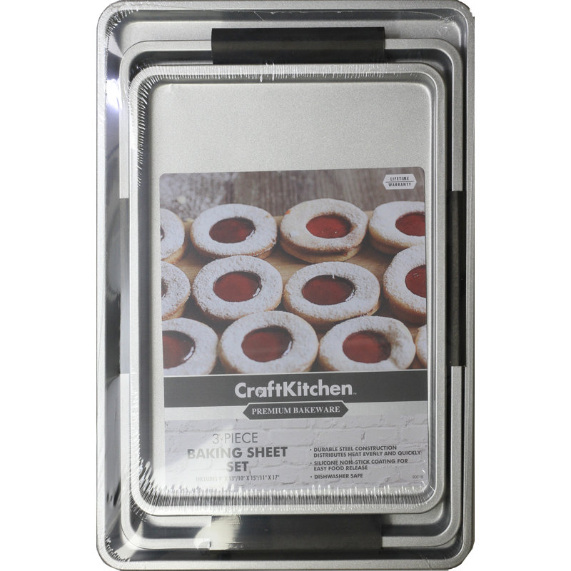 Craft Kitchen Non-Stick Steel 3 Piece Cookie Sheet Set