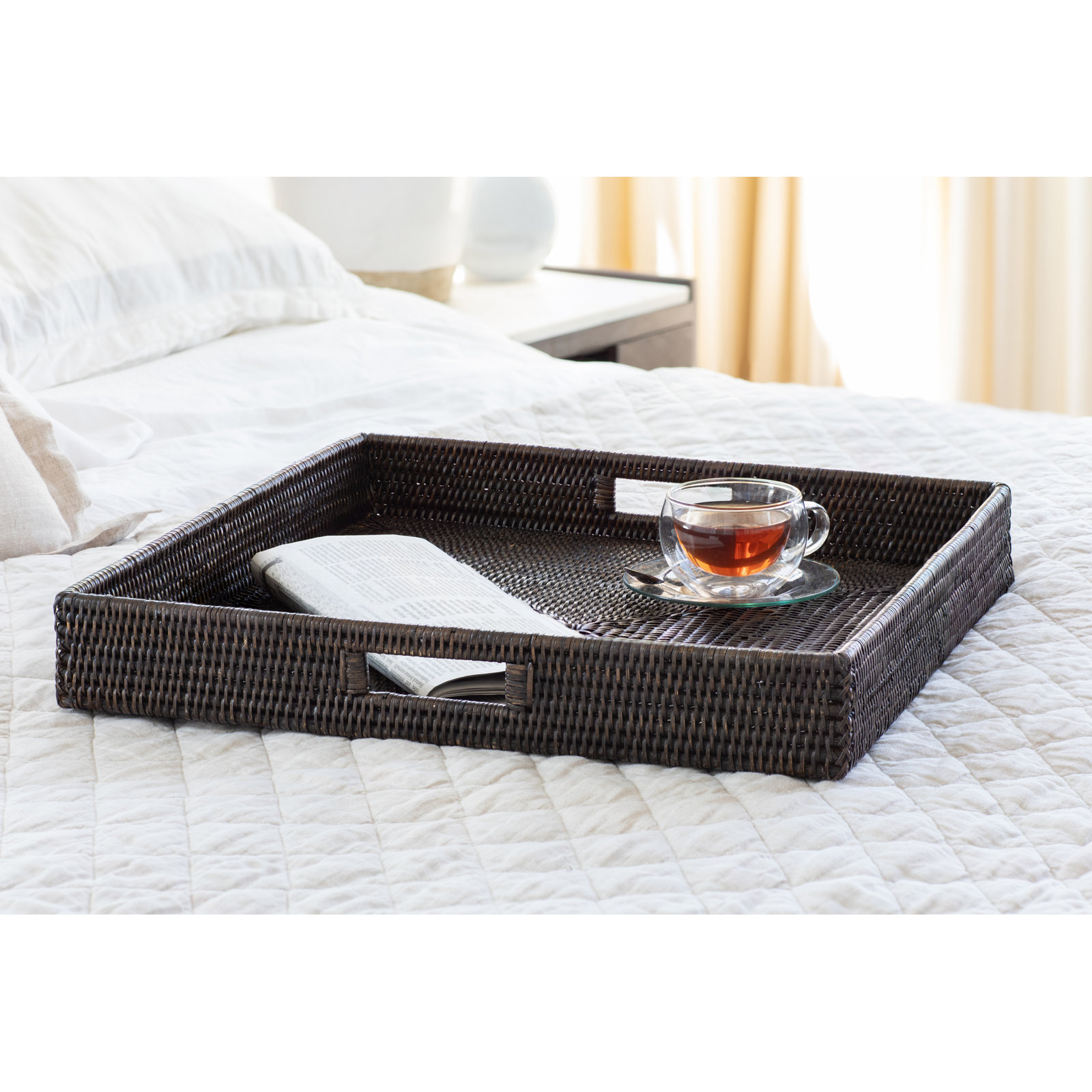 Edmond Decorative Tray, Espresso, 3" H x 24" W x 24" D, No Bundle