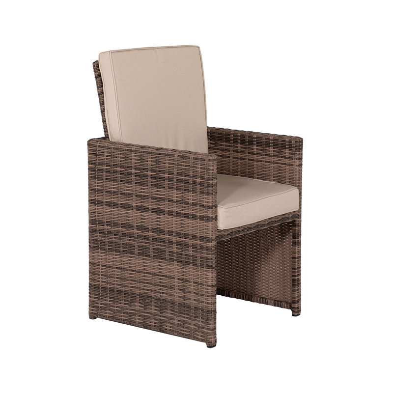 Wren 4 - Person Patio Dining Set with Rectangular Table , Cushions Included, Truffle/Champagne