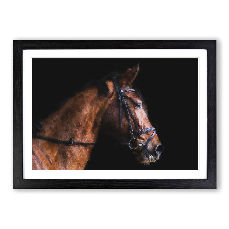 Horse Portrait - Picture Frame Painting Print, 45cm H x 63cm W x 2cm D, Black Framed