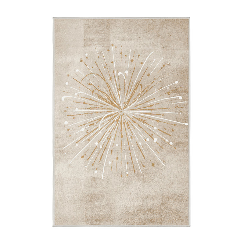 Tapis beige moderne et contemporain lavable à la machine Fieldston New Years, 7 x 10