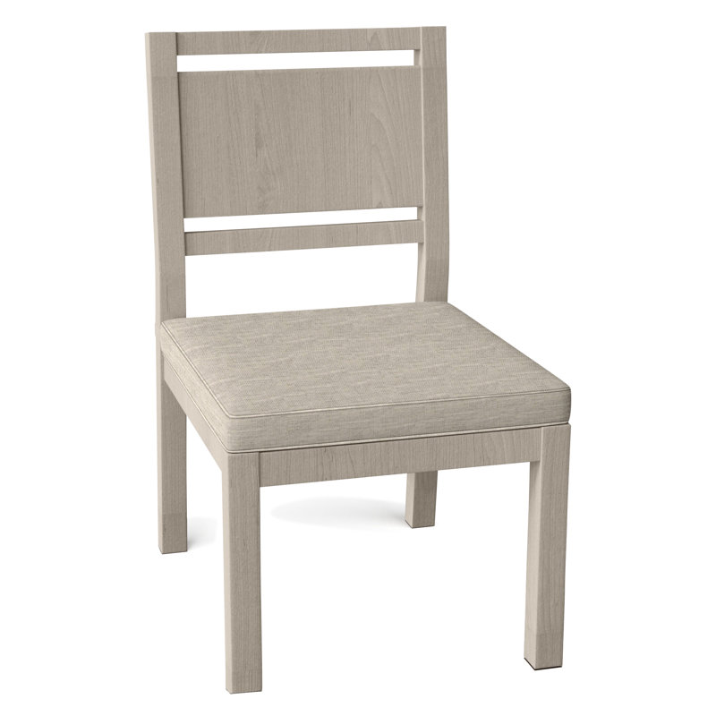 Avondale Patio Dining Side Chair with Cushions, Oyster Teak, Dove Sunbrella® Linen, Welt