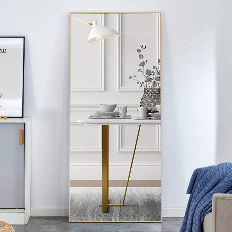 Miroir long à cadre en bois massif de quatrième génération (miroir inclus seulement), Bois