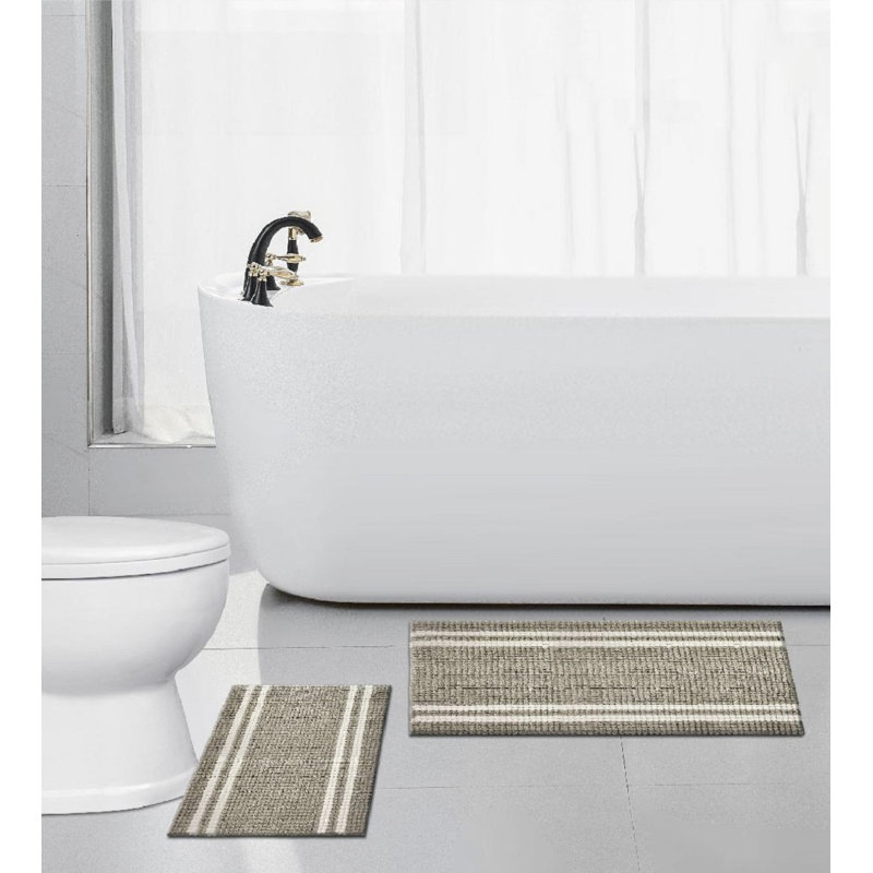 Ensemble de tapis de bain en chenille 2 pièces (50 x 60 + 50 x 75), Taupe