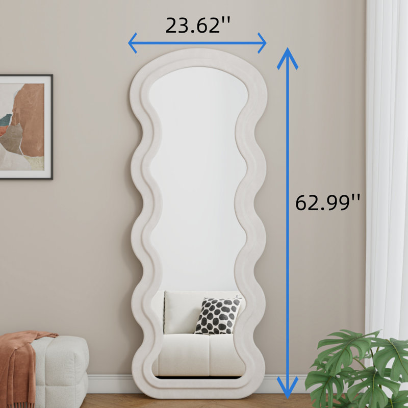 Miroir pleine longueur rose avec pieds de soutien, Blanc