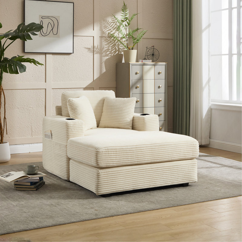 Canapé en velours Corduroy, Beige