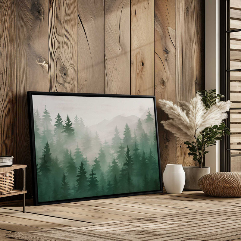 Emerald Forest Mist Print on Canvas, Gold Framed, 8.75" H x 12.75" W x 1.75" D