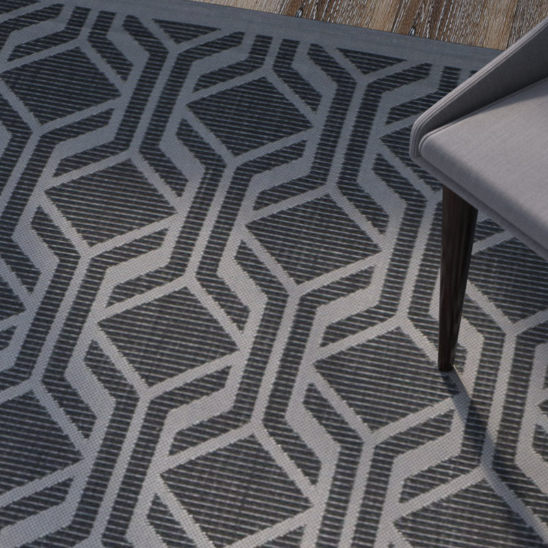 Tapis noir / anthracite à motif géométrique Sayden, Rectangle 2 pi 7 po x 5 pi