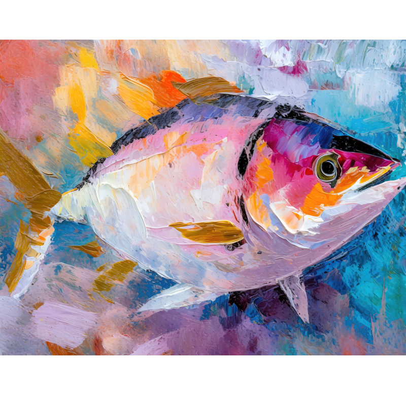 Thon sur toile par Stephen Chambers, H 15 po x l 18 po x P 1,5 po